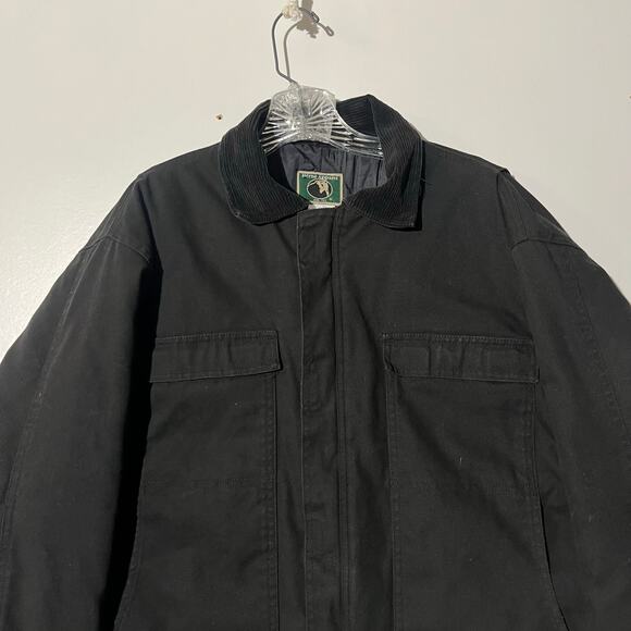 Berne Duck Core Canvas Full Zip Black Collared Coat Jacket Men’s Size Large - Picture 2 of 7